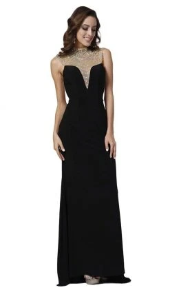 Formal Gowns Cinderella Divine - Dazzled Illusion High Neck Sheath Dress