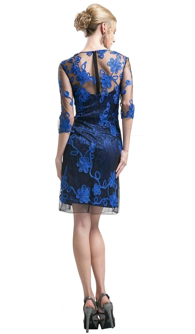 Cinderella Divine - 1969 Elbow Sleeves Sheer Lace Cocktail Dress 4 Cinderella Divine - 1969 Elbow Sleeves Sheer Lace Cocktail Dress