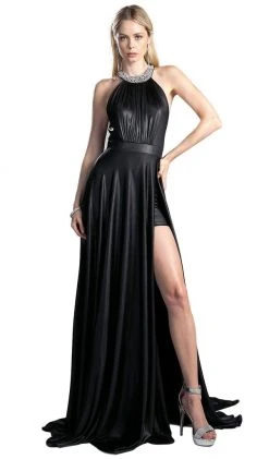 Formal Gowns Cinderella Divine - Embellished Halter Neck Dress With Train