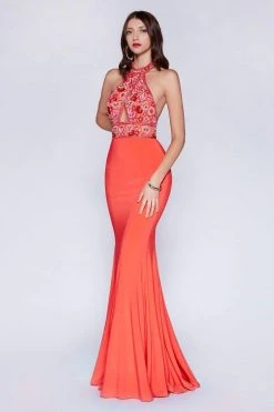 Cinderella Divine - Embellished High Halter Evening Dress 10 Cinderella Divine - Embellished High Halter Evening Dress
