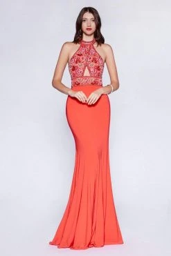 Cinderella Divine - Embellished High Halter Evening Dress 12 Cinderella Divine - Embellished High Halter Evening Dress