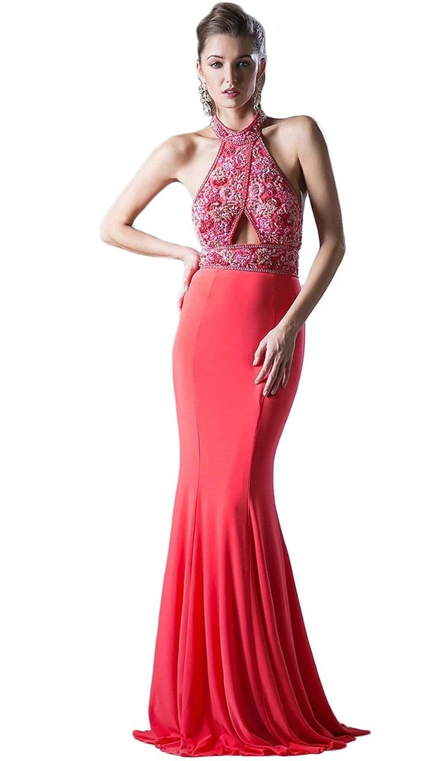 Cinderella Divine - Embellished High Halter Evening Dress 8 Cinderella Divine - Embellished High Halter Evening Dress