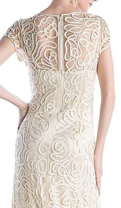 Cinderella Divine - Embellished Illusion Jewel Neck Sheath Dress 1920 - 1 Pc Champagne In Size M Available Formal Gowns