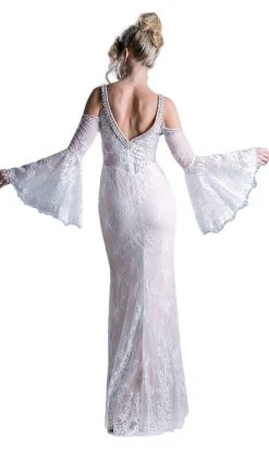 Cinderella Divine - Embellished Lace Long Bell Sleeve Sheath Dress Formal Gowns 13 Cinderella Divine - Embellished Lace Long Bell Sleeve Sheath Dress Formal Gowns