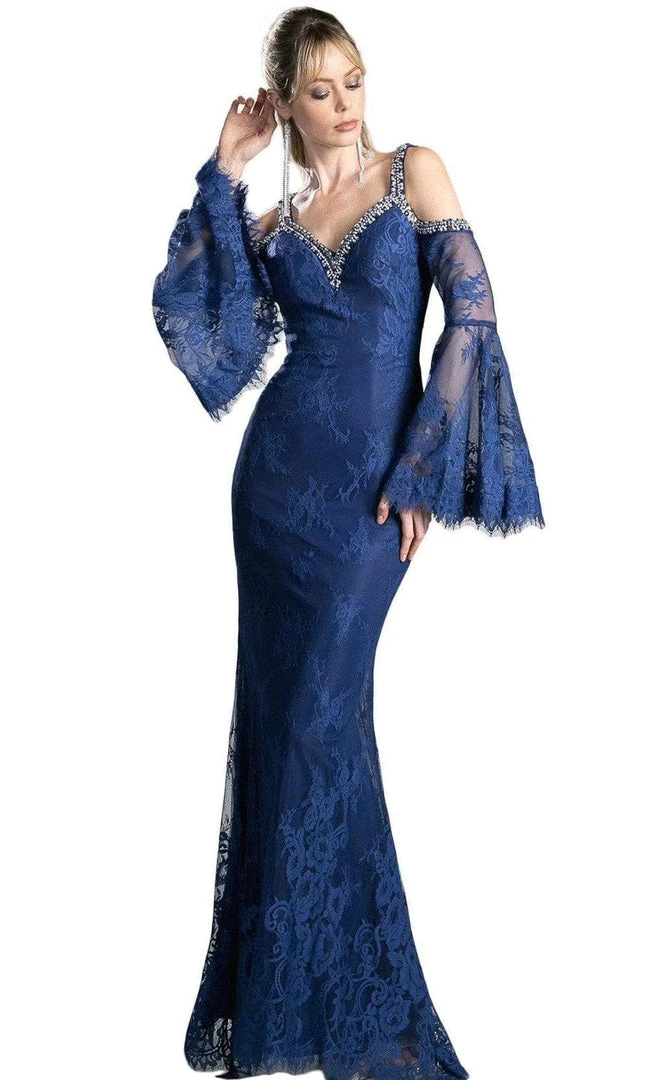 Cinderella Divine - Embellished Lace Long Bell Sleeve Sheath Dress Formal Gowns 4 Cinderella Divine - Embellished Lace Long Bell Sleeve Sheath Dress Formal Gowns