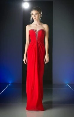 Cinderella Divine - Embellished Ruched Plunging Sweetheart Dress Formal Gowns