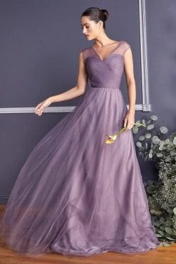 Formal Gowns Cinderella Divine - ET320 Sleeveless Pleated Top A-Line Gown