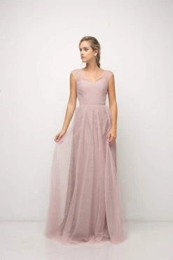 Formal Gowns Cinderella Divine - ET320 Sleeveless Pleated Top A-Line Gown