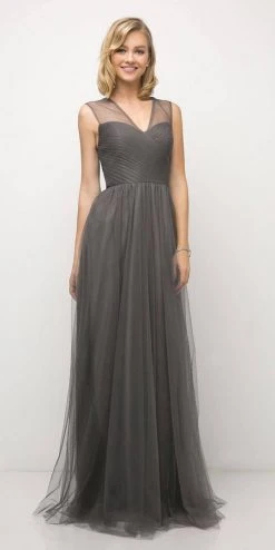 Formal Gowns Cinderella Divine - ET320 Sleeveless Pleated Top A-Line Gown