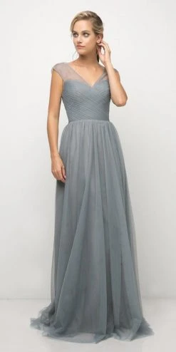 Formal Gowns Cinderella Divine - ET320 Sleeveless Pleated Top A-Line Gown