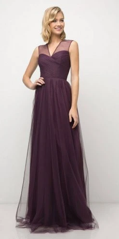 Formal Gowns Cinderella Divine - ET320 Sleeveless Pleated Top A-Line Gown