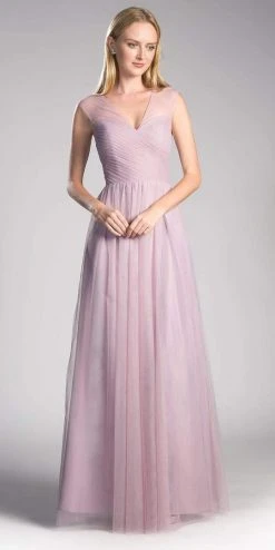 Formal Gowns Cinderella Divine - ET320 Sleeveless Pleated Top A-Line Gown