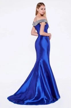 Formal Gowns Cinderella Divine - Fitted Embellished Off-Shoulder Mermaid Evening Gown