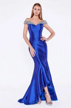 Formal Gowns Cinderella Divine - Fitted Embellished Off-Shoulder Mermaid Evening Gown