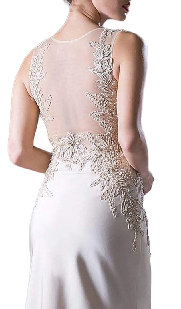 Cinderella Divine - Floral Applique Illusion Bateau Sheath Dress Formal Gowns 7 Cinderella Divine - Floral Applique Illusion Bateau Sheath Dress Formal Gowns