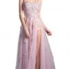 Cinderella Divine - Floral Embroidered Tulle A-line Prom Dress