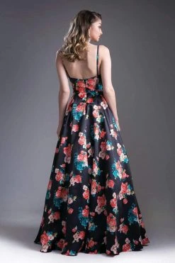 Formal Gowns Cinderella Divine - Floral Sweetheart Pleated Evening Gown