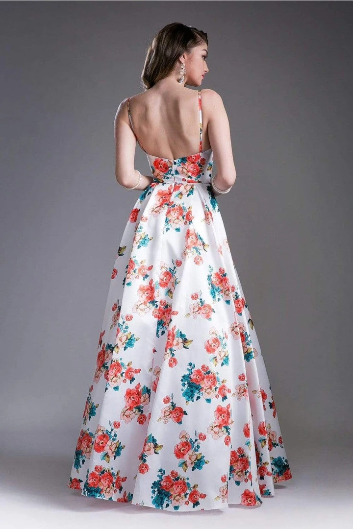 Formal Gowns Cinderella Divine - Floral Sweetheart Pleated Evening Gown 6 Formal Gowns Cinderella Divine - Floral Sweetheart Pleated Evening Gown