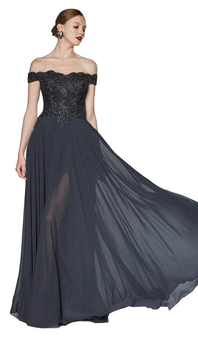 Cinderella Divine - Flowy Chiffon Lace Embellished A-Line Gown 7258 Formal Gowns 6 Cinderella Divine - Flowy Chiffon Lace Embellished A-Line Gown 7258 Formal Gowns