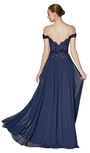 Cinderella Divine - Flowy Chiffon Lace Embellished A-Line Gown 7258 Formal Gowns 4 Cinderella Divine - Flowy Chiffon Lace Embellished A-Line Gown 7258 Formal Gowns