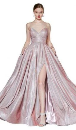 Cinderella Divine - Glitter Sweetheart Ballgown With Slit CJ522 - 1 Pc Blush In Size 12 Available