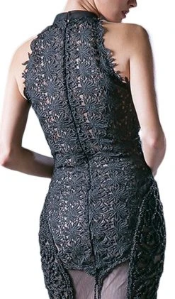 Cinderella Divine - 496 High Halter Neck Sheer Embellished Evening Gown