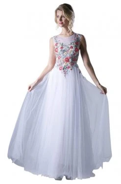 Formal Gowns Cinderella Divine - HW15 Floral Embroidered Tulle Dress