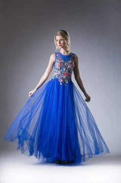 Formal Gowns Cinderella Divine - HW15 Floral Embroidered Tulle Dress