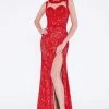 Cinderella Divine - Illusion Jewel Neck Lace Evening Gown With Slit Formal Gowns 1 Cinderella Divine - Illusion Jewel Neck Lace Evening Gown With Slit Formal Gowns