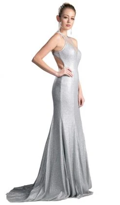 Cinderella Divine - Illusion Jewel Neck Shimmer Fabric Fitted Dress Formal Gowns 10 Cinderella Divine - Illusion Jewel Neck Shimmer Fabric Fitted Dress Formal Gowns