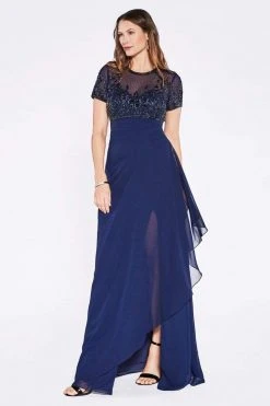 Cinderella Divine - J0295 Vine Embroidered Jewel Dress Mother Of The Bride