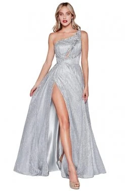 Formal Gowns Cinderella Divine - J782 Asymmetric Shimmering Long Dress