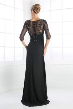 Cinderella Divine - JC4206 Beaded Lace Bateau Chiffon Dress