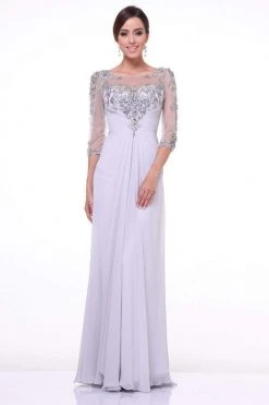 Cinderella Divine - JC4206 Beaded Lace Bateau Chiffon Dress
