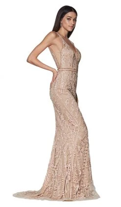 Cinderella Divine - KC19067 Sleeveless Deep V Neck Embellished Gown 10 Cinderella Divine - KC19067 Sleeveless Deep V Neck Embellished Gown