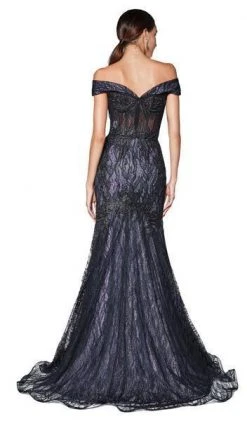 Formal Gowns Cinderella Divine - KC874 Beaded Lace Off-Shoulder Trumpet Silhouette Evening Gown - 1 Pc Black-Lilac In Size 8 Available 7 Formal Gowns Cinderella Divine - KC874 Beaded Lace Off-Shoulder Trumpet Silhouette Evening Gown - 1 Pc Black-Lilac In Size 8 Available