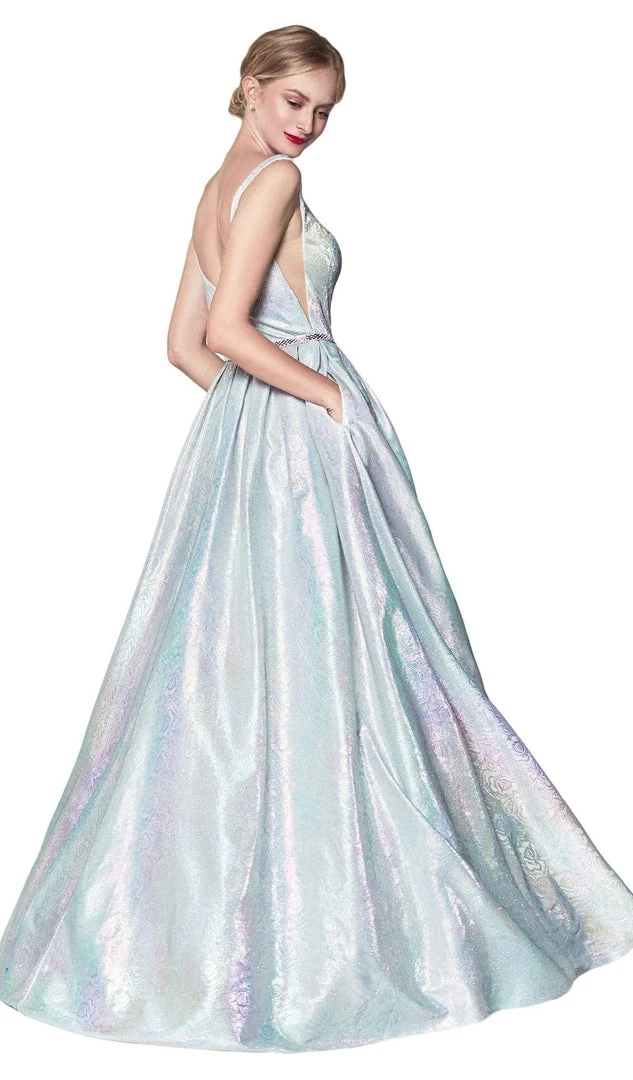Cinderella Divine - KC880 Floral Square Pleated Ballgown Formal Gowns 6 Cinderella Divine - KC880 Floral Square Pleated Ballgown Formal Gowns