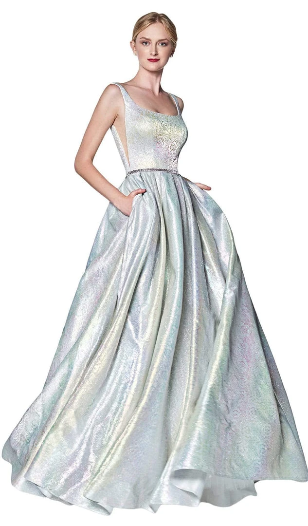 Cinderella Divine - KC880 Floral Square Pleated Ballgown Formal Gowns 7 Cinderella Divine - KC880 Floral Square Pleated Ballgown Formal Gowns