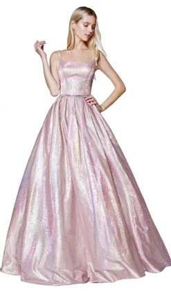 Cinderella Divine - KC880 Floral Square Pleated Ballgown Formal Gowns