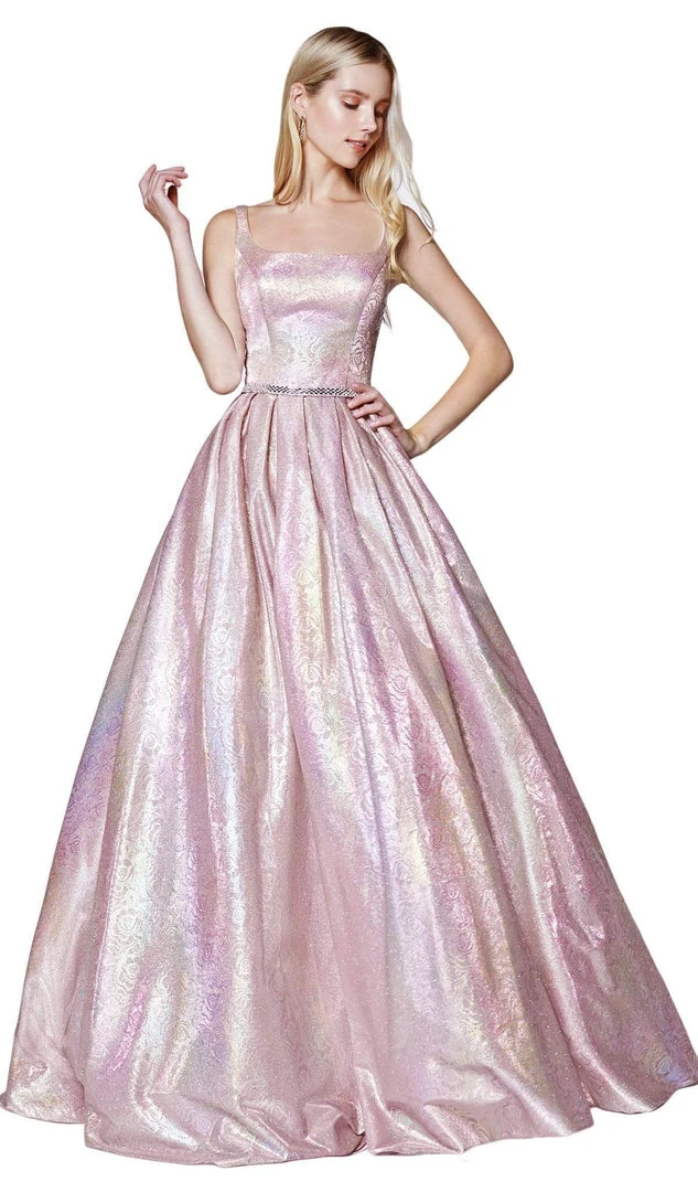 Cinderella Divine - KC880 Floral Square Pleated Ballgown Formal Gowns 3 Cinderella Divine - KC880 Floral Square Pleated Ballgown Formal Gowns