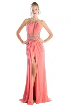 Cinderella Divine - KD019 Beaded Illusion Cutout Backless Gown