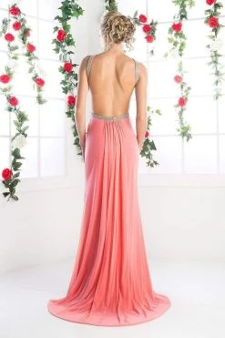 Cinderella Divine - KD019 Beaded Illusion Cutout Backless Gown