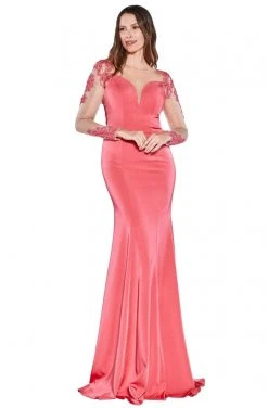 Cinderella Divine - KD038 Embroidered Long Sleeve Trumpet Dress