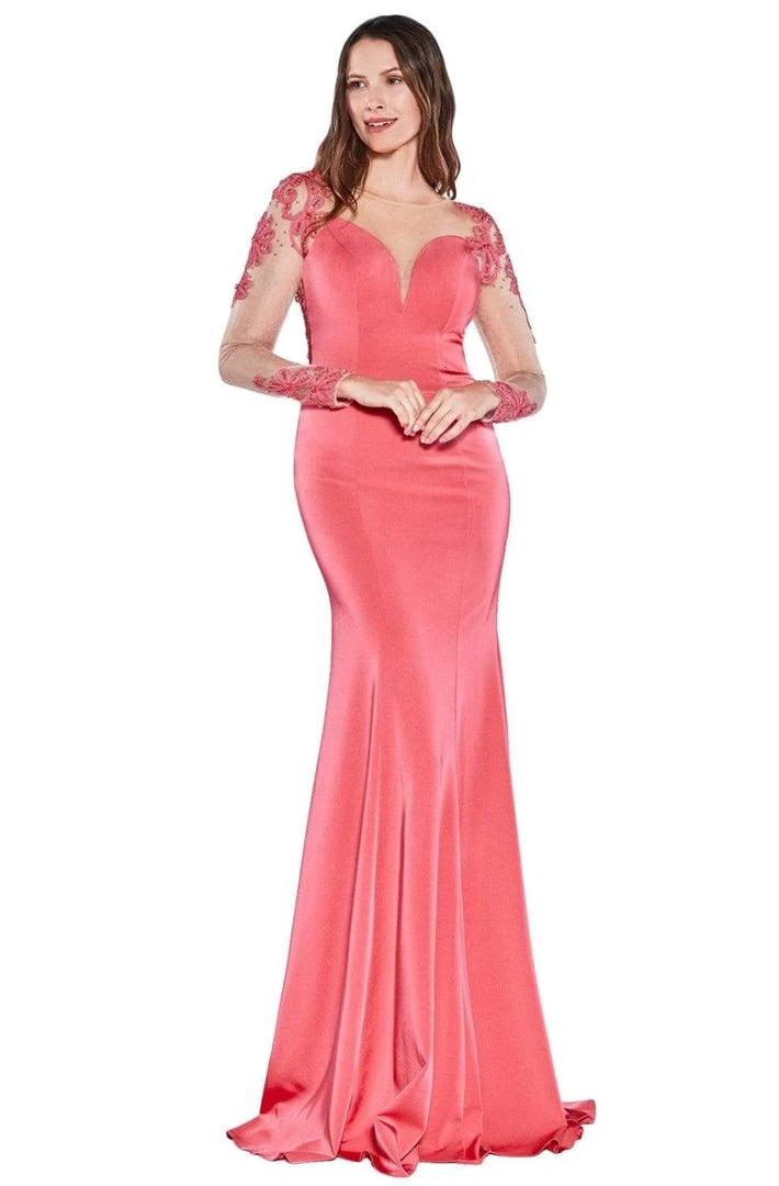 Cinderella Divine - KD038 Embroidered Long Sleeve Trumpet Dress 3 Cinderella Divine - KD038 Embroidered Long Sleeve Trumpet Dress