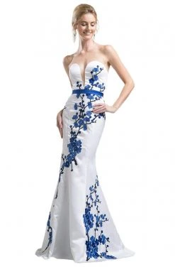 Cinderella Divine - KD052 Plunging Appliqued Mermaid Gown