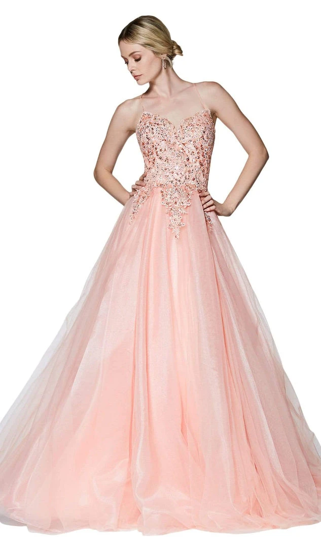 Cinderella Divine - KV1037 Adorned Lace Bodice Tulle Gown Formal Gowns 3 Cinderella Divine - KV1037 Adorned Lace Bodice Tulle Gown Formal Gowns