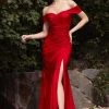 Cinderella Divine - KV1050 Off Shoulder Fitted Jersey Evening Gown Formal Gowns