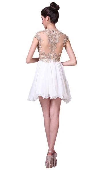 Cinderella Divine - Lace Appliqued Bodice Empire Waist Cocktail Dress 71 - 1 Pc Cream In Size 12 Available Cocktail Dresses 4 Cinderella Divine - Lace Appliqued Bodice Empire Waist Cocktail Dress 71 - 1 Pc Cream In Size 12 Available Cocktail Dresses