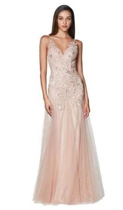 Cinderella Divine - Lace Appliqued Trumpet Evening Dress CJ503