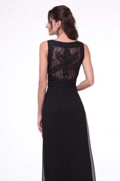 Formal Gowns Cinderella Divine - Lace Embroidered Bateau Neck Sheath Dress